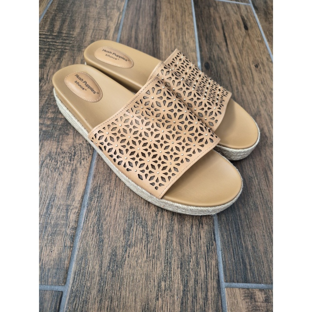 Hush Puppies Lady Womens Tan Metallic Espadrilles Platform Comfy Shoes Sz 10M - Picture 2 of 4